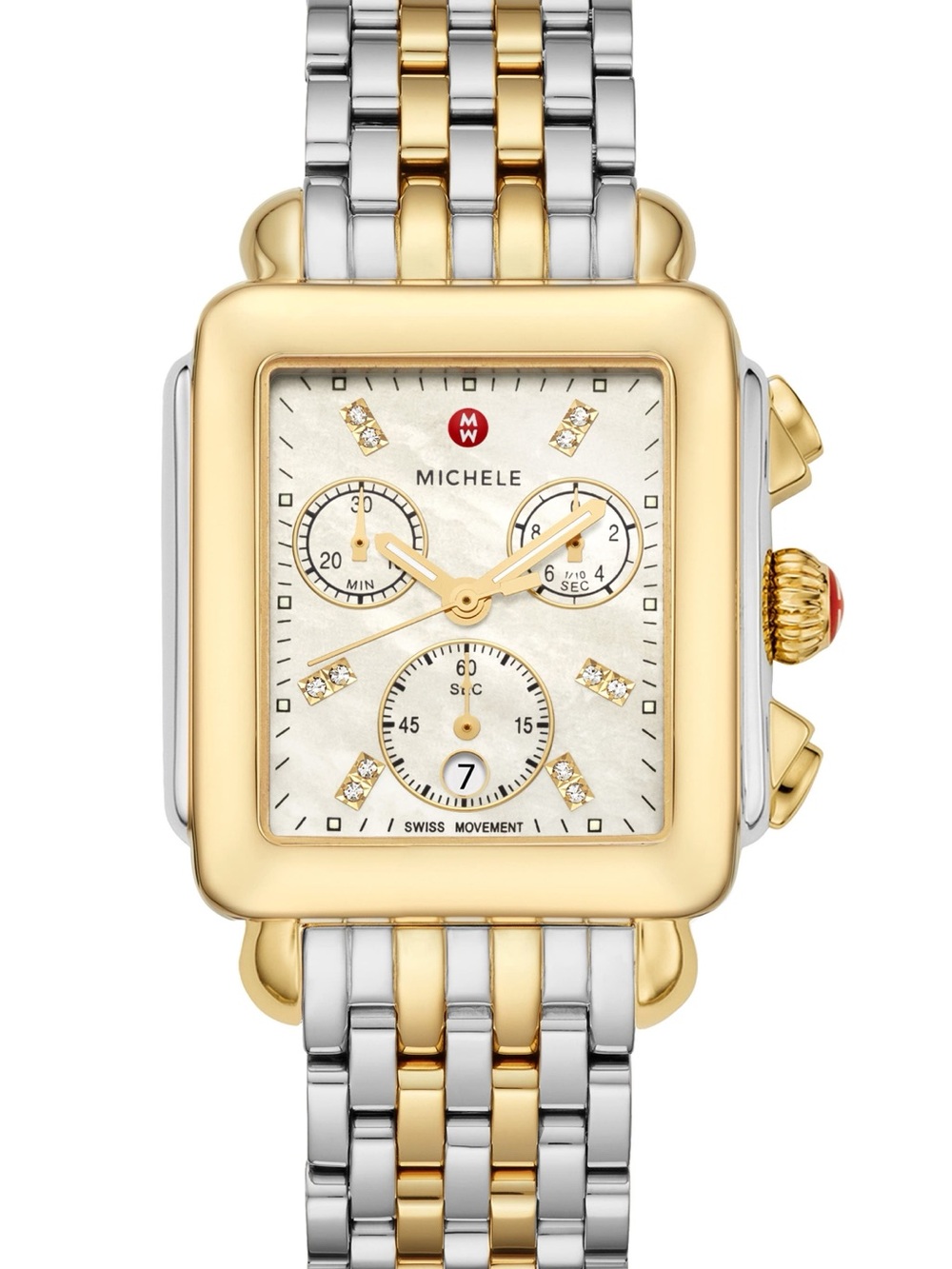 MICHELE Deco Diamond Chronograph Bracelet Watch, 33mm